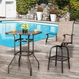 Patio Wrought Iron Glass Bar Table