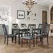 7-Piece Farmhouse Rustic Solid Wooden Table Set for 6, Rectangular Dining Table Set with High Back Upholstered Dining Chairs