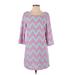 Charlotte Russe Casual Dress - Shift Scoop Neck 3/4 sleeves: Pink Chevron/Herringbone Dresses - Women's Size Small