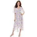 Plus Size Women's Tulip Hem Georgette Dress by Roaman's in Lavender Peony Bouquets (Size 16 W)