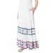 Plus Size Women's Tiered Maxi Skirt by Roaman's in White Embellished Border (Size 18 W)