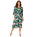 Plus Size Women's Easy Faux Wrap Dress by Catherines in Green Tropical Floral (Size 1X)