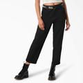 Dickies Women's Relaxed Fit Contrast Stitch Cropped Cargo Pants - Black Size 26 (FPR57)
