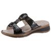 Pantolette ARA "HAWAII", Damen, Gr. 40, schwarz (schwarz glänzend), Lackleder, glänzend, modisch, Schuhe, Keilabsatz, Sommerschuh, Schlappen mit Klett