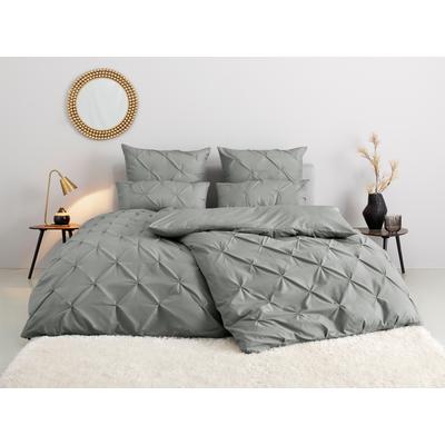 Bettwäsche HOME AFFAIRE "Elliant in Gr. 135x200 oder 155x220 cm", grau, B/L: 135cm x 200cm, , Renforcé, B/L: 80cm x 80cm, Renforcu00e9, Obermaterial: 100% Baumwolle, Bettwäsche, Bettwäsche aus Baumwolle, elegante Bettwäsche mit Hochtief-Struktur Image