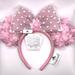 Disney Accessories | 2023 Disney Parks Valentines Pink Rosebud White Hearts Minnie Ears Headband | Color: Pink | Size: Os