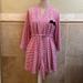 Kate Spade Intimates & Sleepwear | Kate Spade Bathrobe Striped Pink Bow Embellished Stretch Jersey Knit Short L/Xl | Color: Pink/White | Size: L