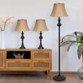 Valletta Restoration Bronze 3-Piece Floor and Table Lamp Set