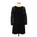 See U Soon Casual Dress - Shift Crew Neck Long sleeves: Black Print Dresses - Women's Size Small