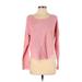 h.one Pullover Sweater: Pink Color Block Tops - Women's Size Small