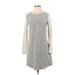 Gap Outlet Casual Dress - Shift Crew Neck Long sleeves: Gray Color Block Dresses - Women's Size Small