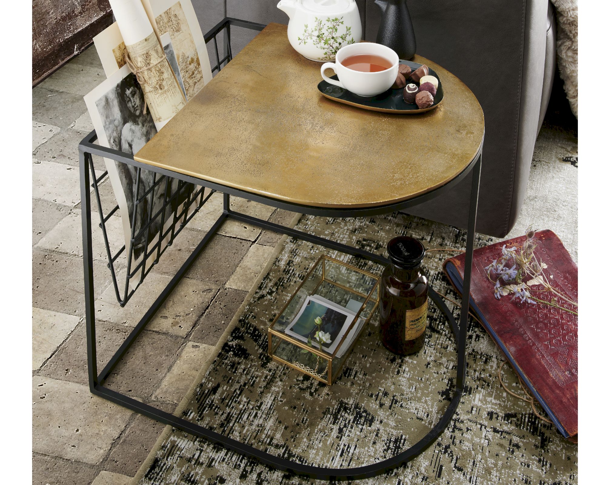 die Faktorei »Mali« Beistelltisch antik-gold Aluminium