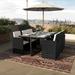 Space Saving Modular Patio Set with Acacia Table & 6 Wicker Chairs