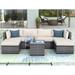 7 Piece Rattan Sectional Seating Group with Cushions, Outdoor Ratten Sofa NEW!