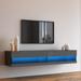 Light Wall Mount Floating Media 80" TV Stand with Push-Click Door Opening System