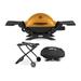 Weber Q 1200 Liquid Propane Grill (Orange) w/ Cover and Portable Cart Bundle