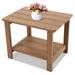 22.8 2-Tier Oversized Adirondack Side Table Rectangle Patio End Table Weather Resistant Teak