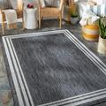 Mark&Day Outdoor Area Rugs 6x9 Wezep Traditional Indoor/Outdoor Dark Gray Oval Area Rug (6 7 x 9 Oval)