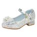 Toddler Little Kid Girls Dress Pumps Glitter Sequins Princess Bowknot Low Heels Party Dance Shoes Rhinestone Sandals Shoes for Girls Heels