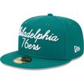 Men's New Era Augusta Green Philadelphia 76ers Script 59FIFTY Fitted Hat