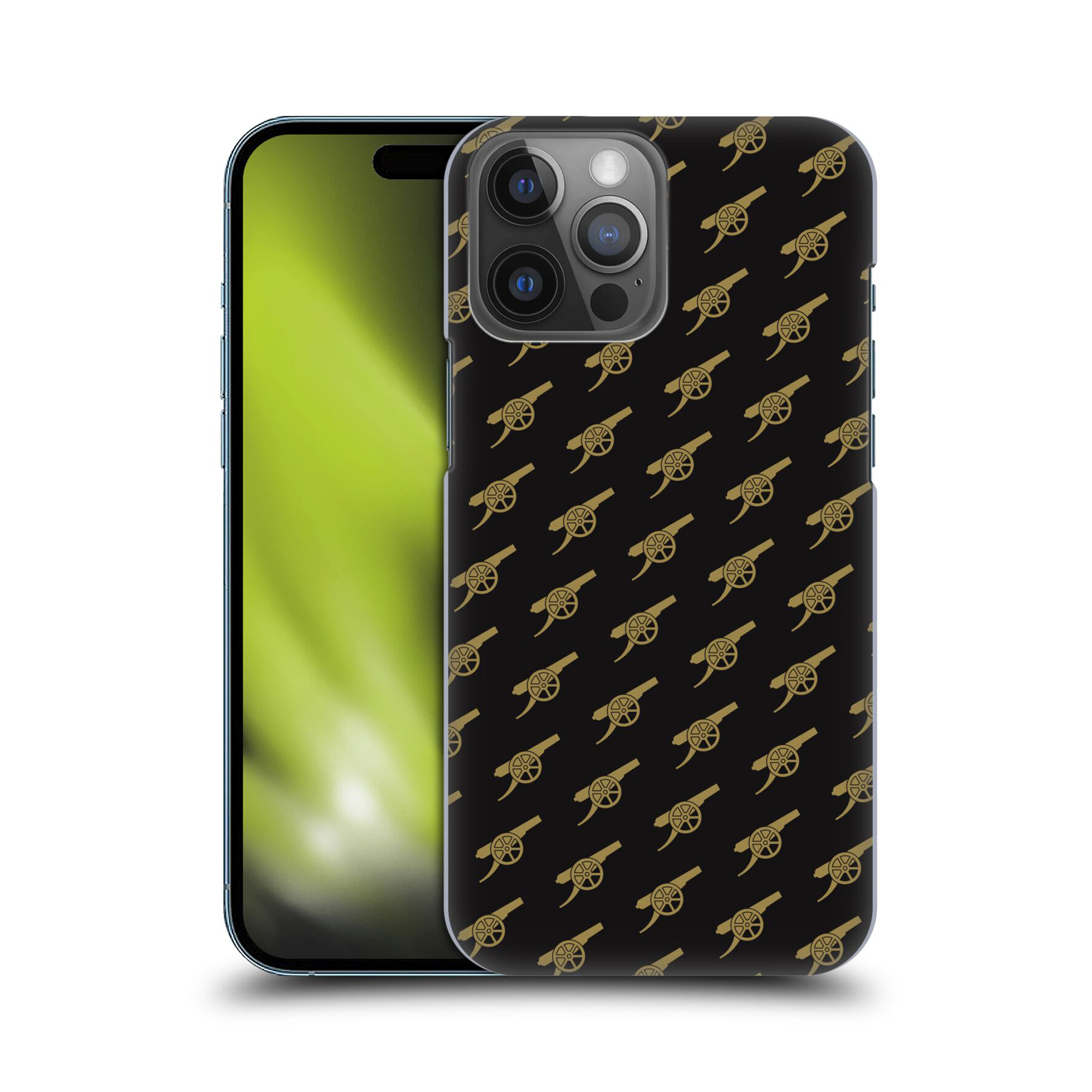 Arsenal-Muster-Hülle mit fester Rückseite – Schwarz/Gold – iPhone Image