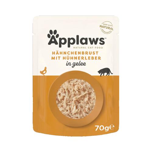 16x70g Applaws Pouch in Jelly Huhn mit Leber Katzenfutter nass