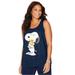 Plus Size Women's Sleeveless Snoopy and Woodstock Tank by Peanuts in Navy Snoopy Woodstock (Size 5X)