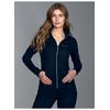 Sweatjacke TRIGEMA "TRIGEMA Jacke veredelt mit Kristallsteinen", Damen, Gr. L, blau (navy), 95% Baumwolle, 5% Elastan, casual, Sweatjacken