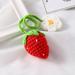 Knitted Daisy Bag Pendant Home Auto Accessories Strawberry Pendant Car Interior Decoration Rearview Mirror Hanging Ornament RED