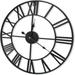 PEACNNG 20â€� Mute Retro Wall Clock Roman Numerals Art Creative Clock Vintage Silent Metal Clock Industrial Gear Clock (Black)