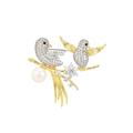 JadeAngel Brooch Pins for Women Fashion Bird Brooch with Imitation Pearl Double Birds Design Pin Broach