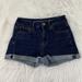 American Eagle Outfitters Shorts | American Eagle Outfitters Super Stretch Dark Wash Cut Off Cuffed Size 4 | Color: Blue | Size: 4