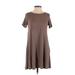 Dainty Hooligan Casual Dress - A-Line: Brown Solid Dresses - Women's Size Small