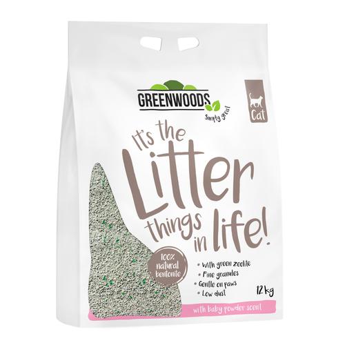 Sparpaket Greenwoods klumpende Katzenstreu Naturton-Klumpstreu 2 x 12 kg