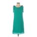 Apt. 9 Casual Dress - Shift Scoop Neck Sleeveless: Teal Print Dresses - Women's Size Small