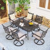 7-Piece Cast Aluminum Patio Dining Set with Rectangle Dining Table & 6 Cast Aluminum Patio Chairs