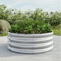Holaki 32.08 Tall Round Raised Garedn Bedï¼ŒMetal Raised Beds for Vegetables Outdoor Garden Raised Planter Box Backyard Patio Planter Raised Beds for Flowers Herbs Fruits Silver
