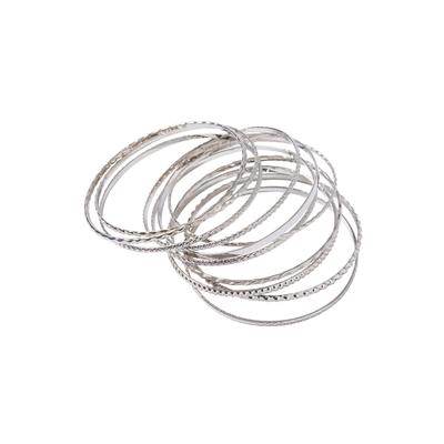 Women's Textured Bangle Set by Accessories For All in Silver