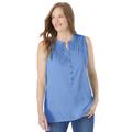 Plus Size Women's Smocked Henley Tank Top by Woman Within in French Blue (Size 2X)