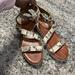 Nine West Shoes | Nine West Snake Skin Stripy Ankle Strap Sandals Sz 12 | Color: Black/Tan | Size: 12