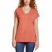 Jessica Simpson Tops | Jessica Simpson Womens Jersey Knit Top V-Neck Rolled Up Short Sleeves Orange Xxl | Color: Orange | Size: Xxl