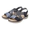 Riemchensandale RIEKER, Damen, Gr. 42, schwarz, Lederimitat, sportlich, Schuhe, Sommerschuh, Sandalette, Keilabsatz, mit geflochtener Bandage