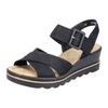 Keilsandalette RIEKER, Damen, Gr. 41, schwarz, Lederimitat, casual, Schuhe, Sommerschuh, Sandale, Keilabsatz, mit gekreuzten Bandagen