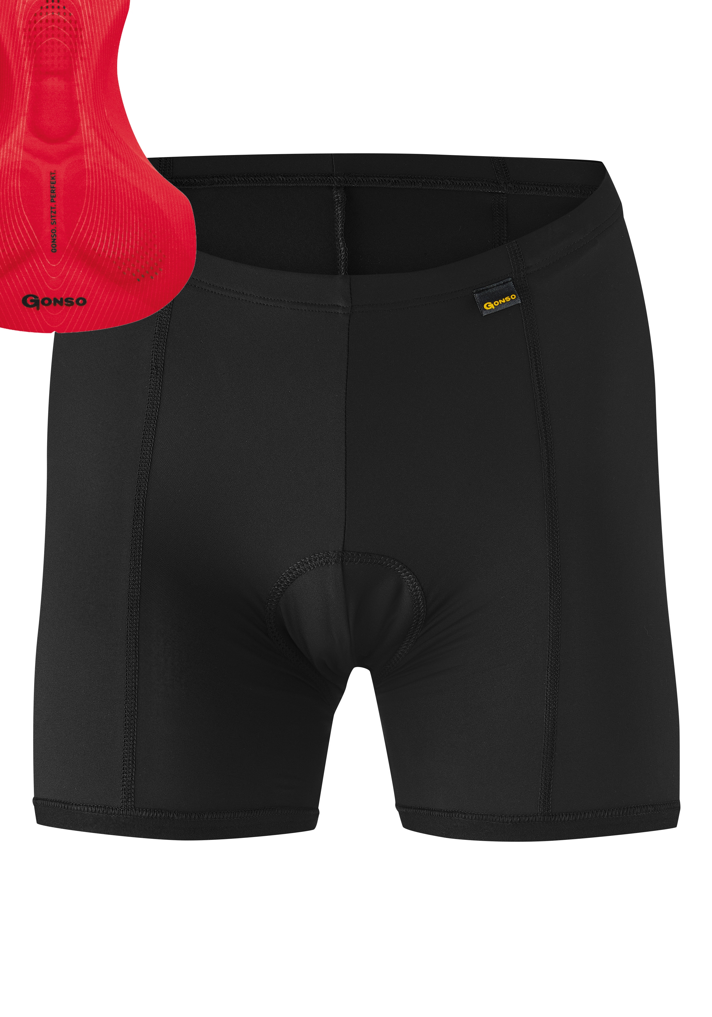 Fahrradhose GONSO "Sitivo U W", Damen, Gr. 38, Normalgrößen, schwarz (rot), 92% Polyamid, 8% Elastan, Hosen, Damen Fahrradunterhose, atmungsaktive Radhose, Tight Fit Image