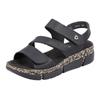 Riemchensandale RIEKER, Damen, Gr. 41, schwarz, Lederimitat, klassisch, Schuhe, Sommerschuh, Sandalette, Keilabsatz, mit Klettverschlüssen