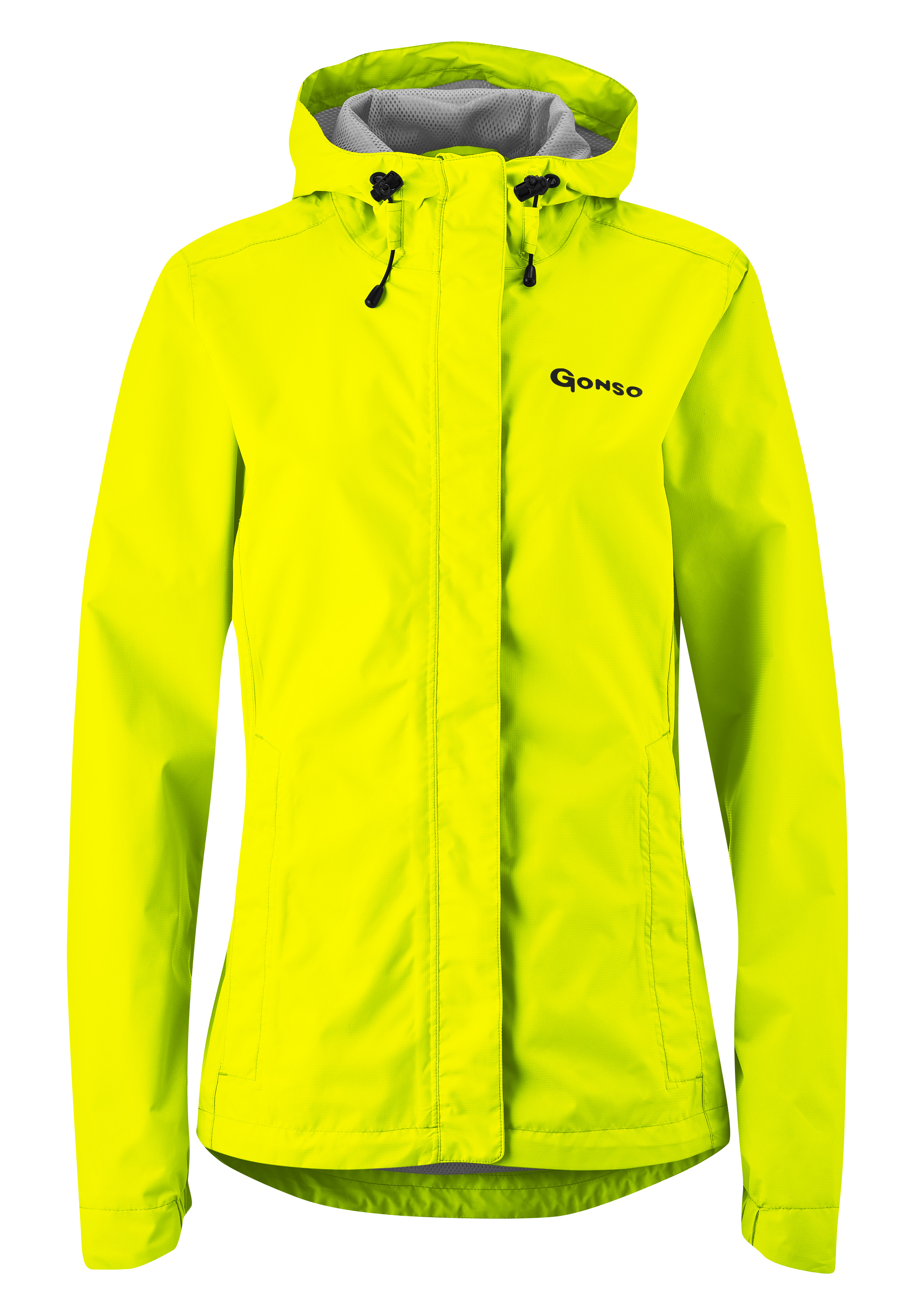 Fahrradjacke GONSO "Sura Light", Damen, Gr. 50, gelb (neongelb), 100% Polyester, Jacken, Damen Regenjacke wind- und wasserdicht, Radjacke mit Kapuze Image