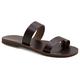 47 Braun Emmanuela Griechische handgefertigte Ledersandalen, hochwertige Slide Sandalen, Sommerschuhe für Herren, Zehenring Sandalen, Slide Sandalen für Herren