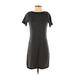 Calvin Klein Casual Dress - Shift Crew Neck Short sleeves: Black Chevron/Herringbone Dresses - Women's Size Small Petite