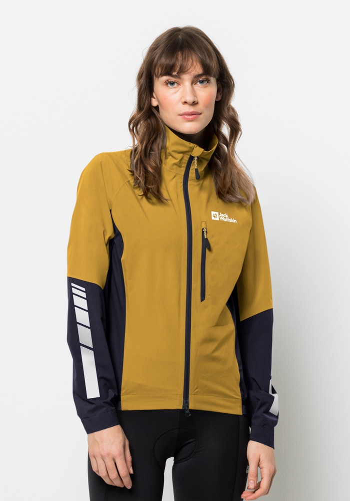 Fahrradjacke JACK WOLFSKIN "MOROBBIA 2.5L JKT W", Damen, Gr. S (36), gold (golden, spice), OBERSTOFF 100% POLYESTER FUTTER 100% POLYESTER, Jacken Image