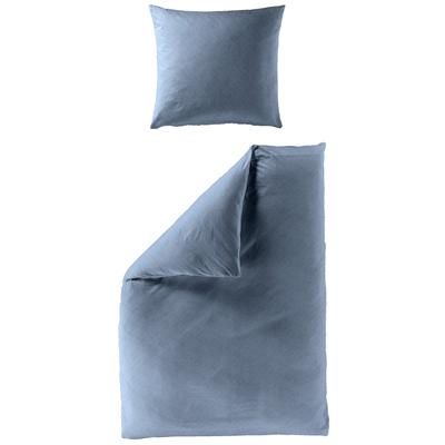 Bettwäsche BIERBAUM "Senci in 135x200 oder 155x220 cm", blau (jeansblau), B/L: 155cm x 220cm, , Biber, B/L: 80cm x 80cm, Biber, Obermaterial: 100% Baumwolle, Bettwäsche, Uni Optik mit feinem Fischgrätmuster, pflegeleicht, 100% Baumwolle Image